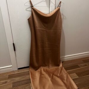 Banana Republic Satin Slip Maxi Dress in Camel
